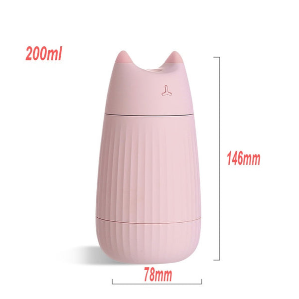 USB Air Humidifier Cute Cat Desktop Diffuser 200ML Car Air Purifier Mini Portable Diffuser With LED Lights For Home