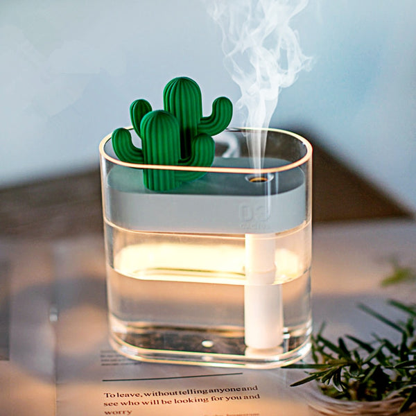 Humidificateur d'air à ultrasons de 160 ML, lumière transparente de la couleur du Cactus diffuseur Air Purifier